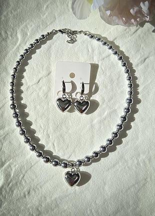 Кольє з гематиту з підвіскою серцем serenique jewelry
