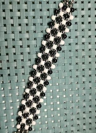 Браслет з чорного та білого агату