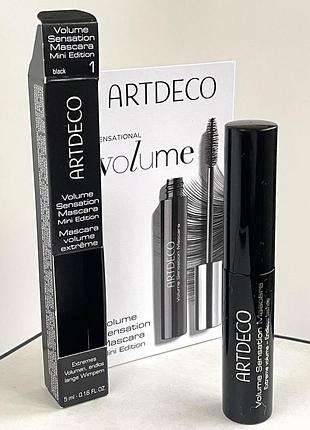 Оригінал. туш для вій artdeco volume sensation mascara 01 black з ефектом об'єму і  подовження 👉🏻міні формат 5 мл