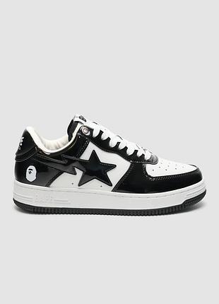 Bape a bathing ape bape sta patent leather black/white