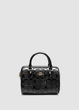 💎 coach mini rowan crossbody in signature patent black leather 18 х 13 х 9 см
