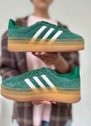 Женские кроссовки adidas gazelle platform green
