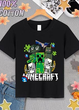 Футболки minecraft для детей и подростков на рост: 134-146см