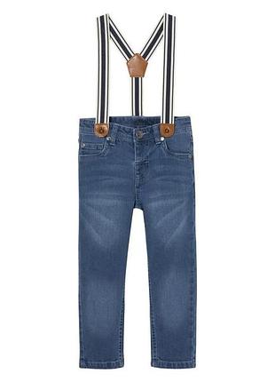 Джинсы slim fit с подтяжками для мальчика lupilu lycra® 458367 098 см (2-3 years) синий