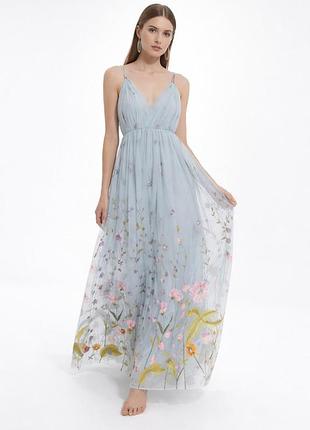 Шикарне тюлеве мастило плаття з вишивкою asos edition