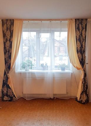 Комплект штор и тюль lumelle damask карниз 250см шоколадный с бежевым (11_3ш)