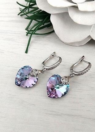 Сережки swarovski сердечка
