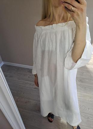 Платье из натурального льна zara, льняное платье