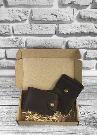 Подарунковий набір dnk leather №16 (затискач + картхолдер) коричневий