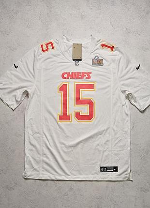Американский футбол patrick mahomes #15 chiefs nike super bowl lix tundra white game jersey