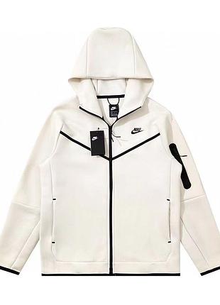 Кофта nike tech fleece зіпка білого кольору, розміри m/l/xl