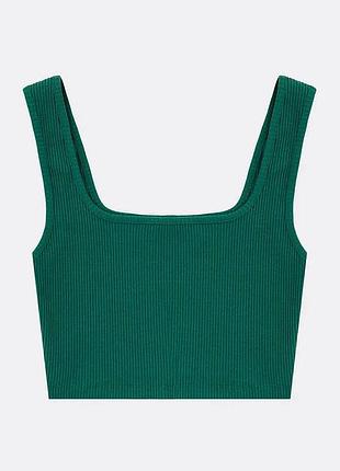 Зелений кроп топ в рубчик zara