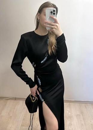 Атласна чорна сукня zara