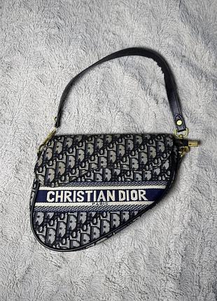 Сумка christian dior saddle у монограмі, темно-синя, вінтаж стиль