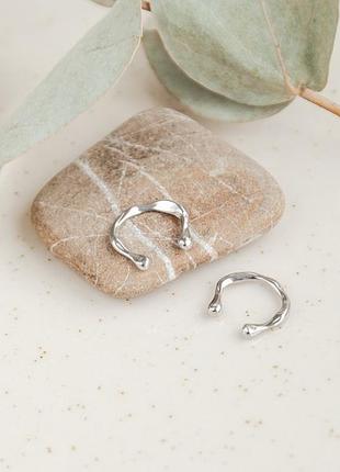 Сережки серебрянные каффы колечки без камней