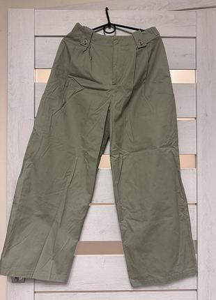 Жіночі широкі штани кольору хакі👖
