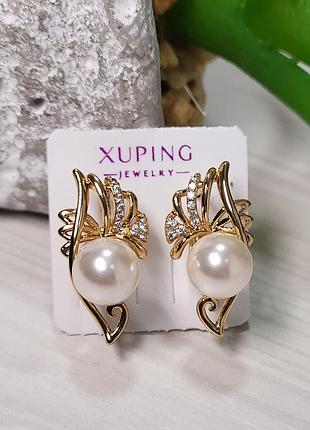 Серьги из медицинского золота позолота 18к xuping