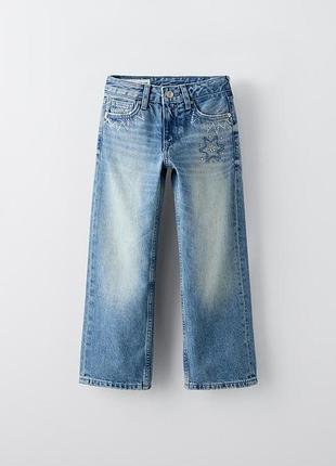 Подростковые джинсы для девочки zara straight 6045/603 164 см голубой