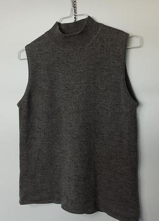 Винтажный топ гольф с высоким содержанием шерсти 55% wool размер 12 м цвет серый меланж орнамент геометрический шерсть акрил материал debenhams original