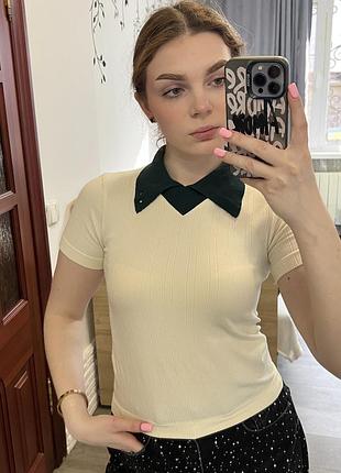 Футболка топ zara з коміром
