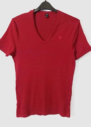 Красная мужская футболка g-star raw base v-neck р.l/48-50 оригинал