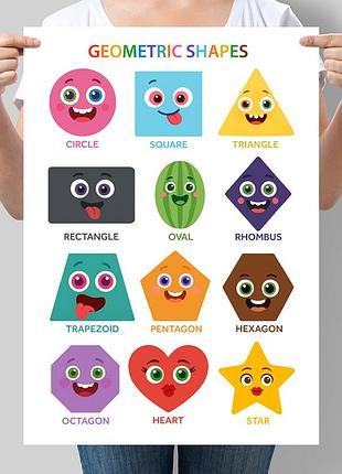 Учебный постер геометрические фигуры на английском geometric shapes