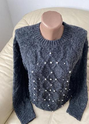 Продам сірий жіночий джемпер з перлинами від primark