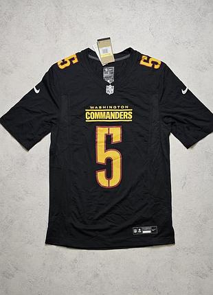 Американский футбол jayden daniels #5 commanders nike black game jersey