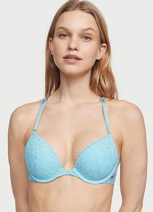 Бюстгальтер голубой с застежкой спереди push up victoria ́s secret