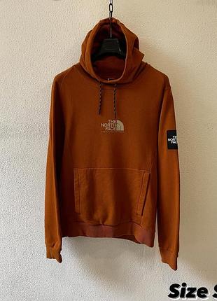 Оригінальна чоловіча худі the north face fine hoodie розмір s коричнево помаранчевий колір