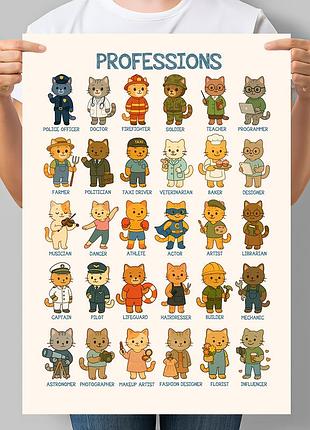 Учебный постер для детский сад professions профессии на английском