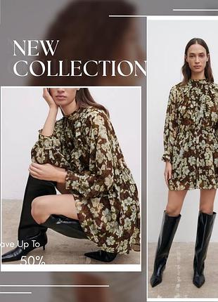 Легка сукня ромпер zara в квітковий принт комбінезон шорти рюша квіти принт