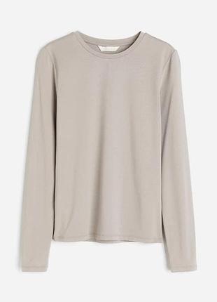 Жіночий бежевий лонгслів h&m з довгим рукавом та круглим вирізом  хл