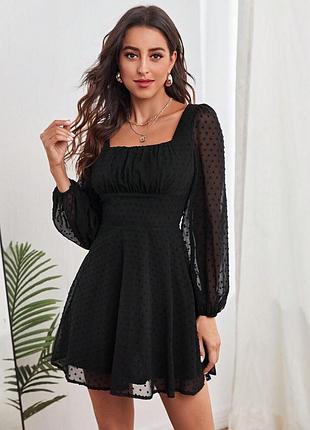 Чорна базова сукня shein