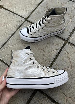 Крутые кожаные высокие кеды кеди на платформе converse all star 38,5