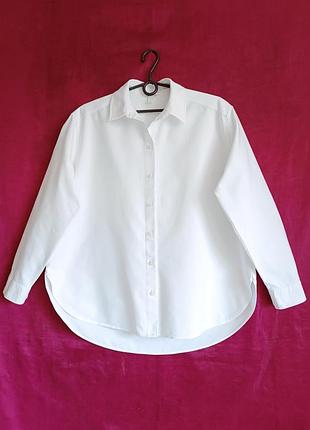 100% хлопок плотная белая женская рубашка оверсайз h&m белоснежная женская рубашка свободного кроя с плотной ткани