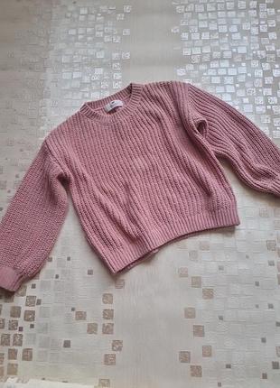 ​стильний в'язаний светр h&m у ніжно-рожевому кольорі розмір 122-128 (6-7років)