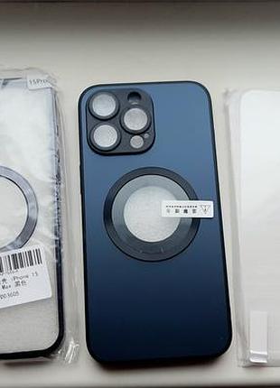 Захисний комплект 3-в-1 для iphone 15 pro max (чохол magsafe + скло + захист камер)
