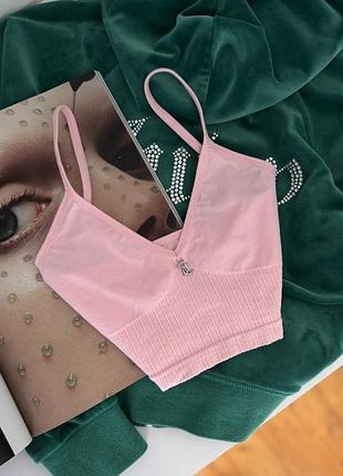 Оригінал топ juicy couture рожевий поліамідний на тонких лямках майка джусі