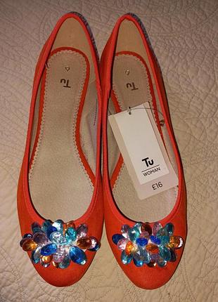 Яркие новые женские балетки с камушками tu р. 38-39 / 25.5 см