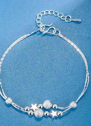 Срібний жіночий подвійний браслет