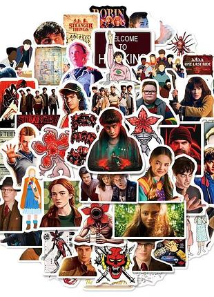 Набор стикеров из сериала «удивительные чудеса» (stranger things) стекерпак на ноутбук гаджеты 55 шт