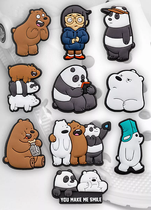 Джибитсы мы обычные медведи we bare bears грезли, панда, белый медведь, мультяшные герои украшения для крокс аксессуары набор 10 шт