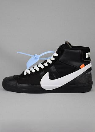Кросівки чоловічі nike blazer mid x off-white grim reaper aa3832 чорні кеди замшеві взуття 44-45 р./29 см