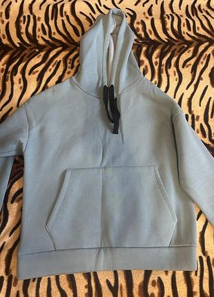 Жіноче утеплене худі небесно-блакитного кольору розмір м