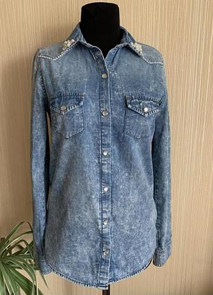 Джинсова рубашка denim co розмір:s