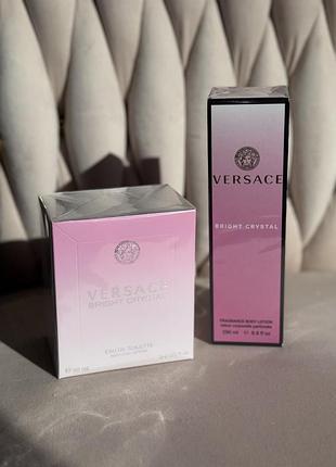 Набір versace bright crystal 2в1🌸парфуми італія 90 мл +крем для тіла парфумований версаче брайт кристал
