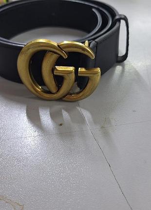 ​оригинальный кожаный ремень gucci с пряжкой double g