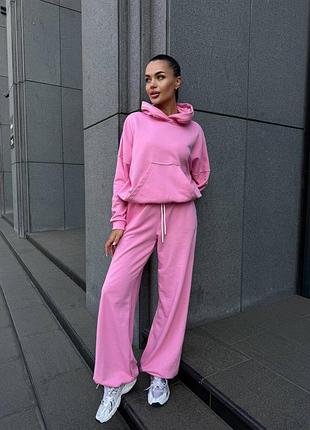 Спортивный костюм с кулисками из худи с капюшоном с карманом кенгуру со свободными брюками