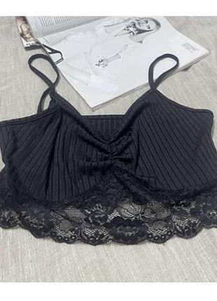 Shein восхитительный черный топ с кружевом в виде нового